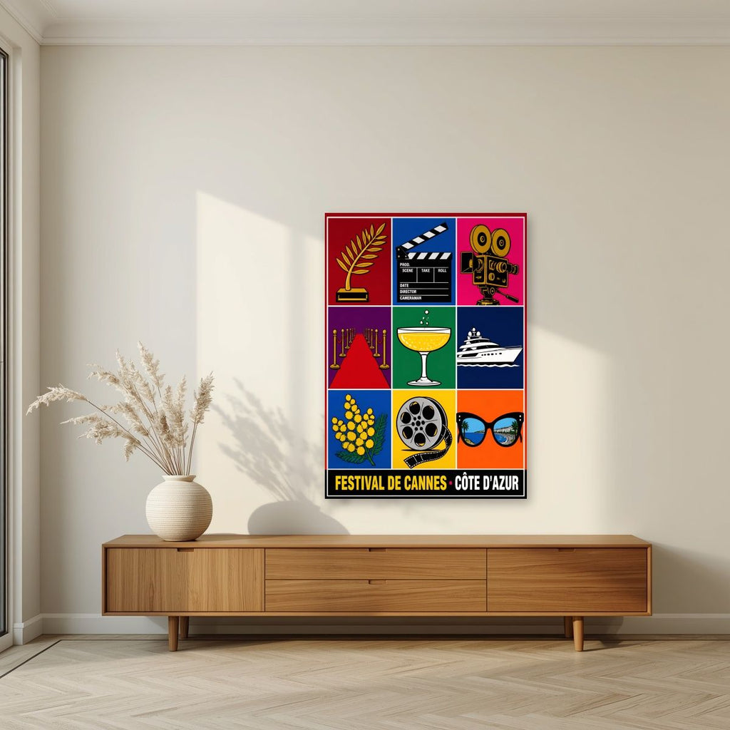 Festival de Cannes — Cannes art print, unframed poster, styled in a living room