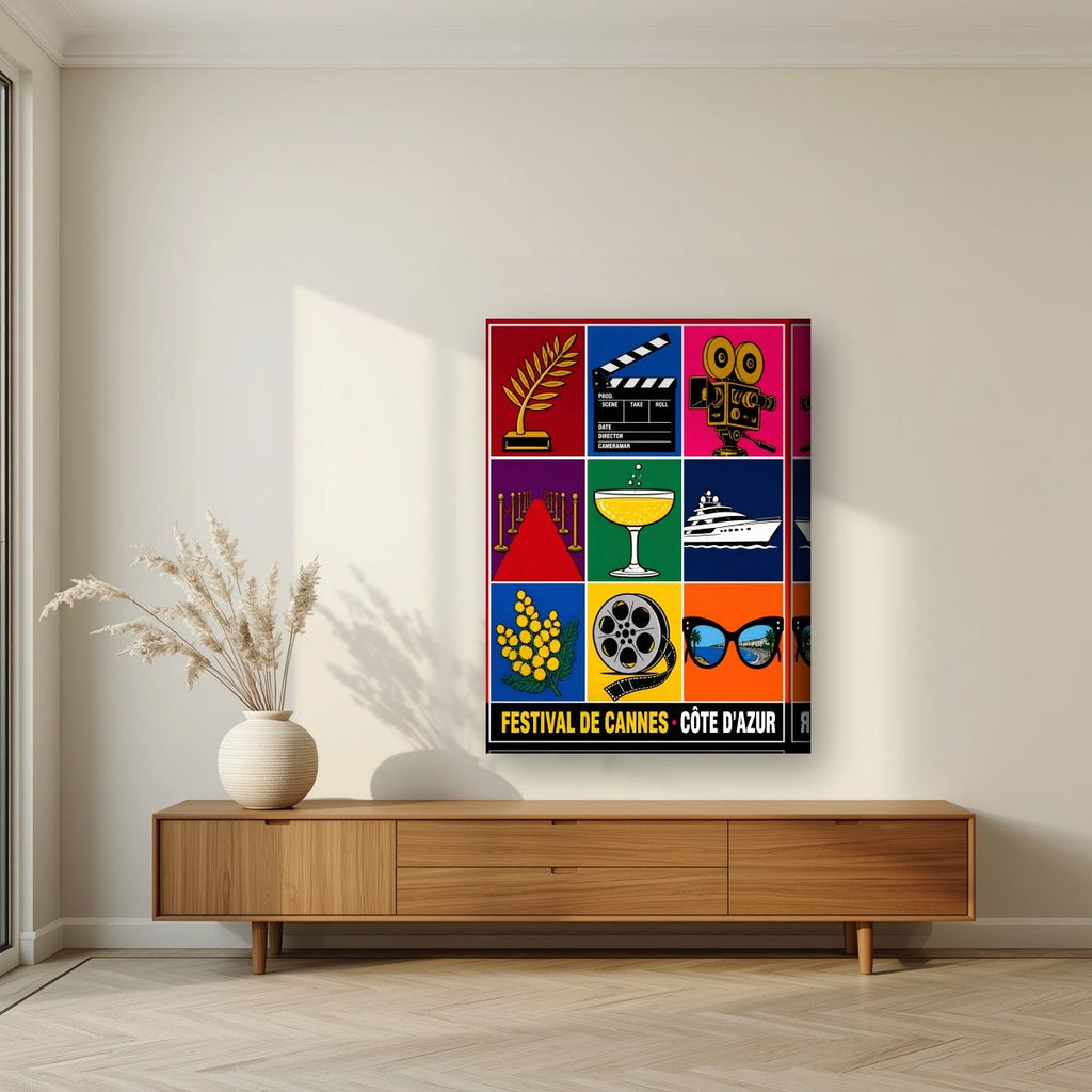 Festival de Cannes — Cannes art print, on thick canvas, styled in a living room