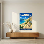 Les Élégants — Cannes art print, unframed poster, styled in a living room