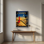 Les Marches — Cannes art print, on thick canvas, styled in a desk
