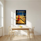 Les Marches — Cannes art print, unframed poster, styled in a kitchen