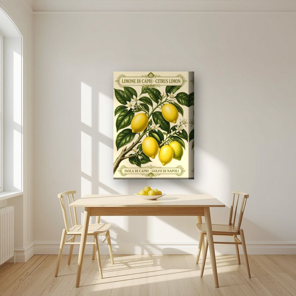 Citrus Limon — Capri art print, on thick canvas, styled in a kitchen