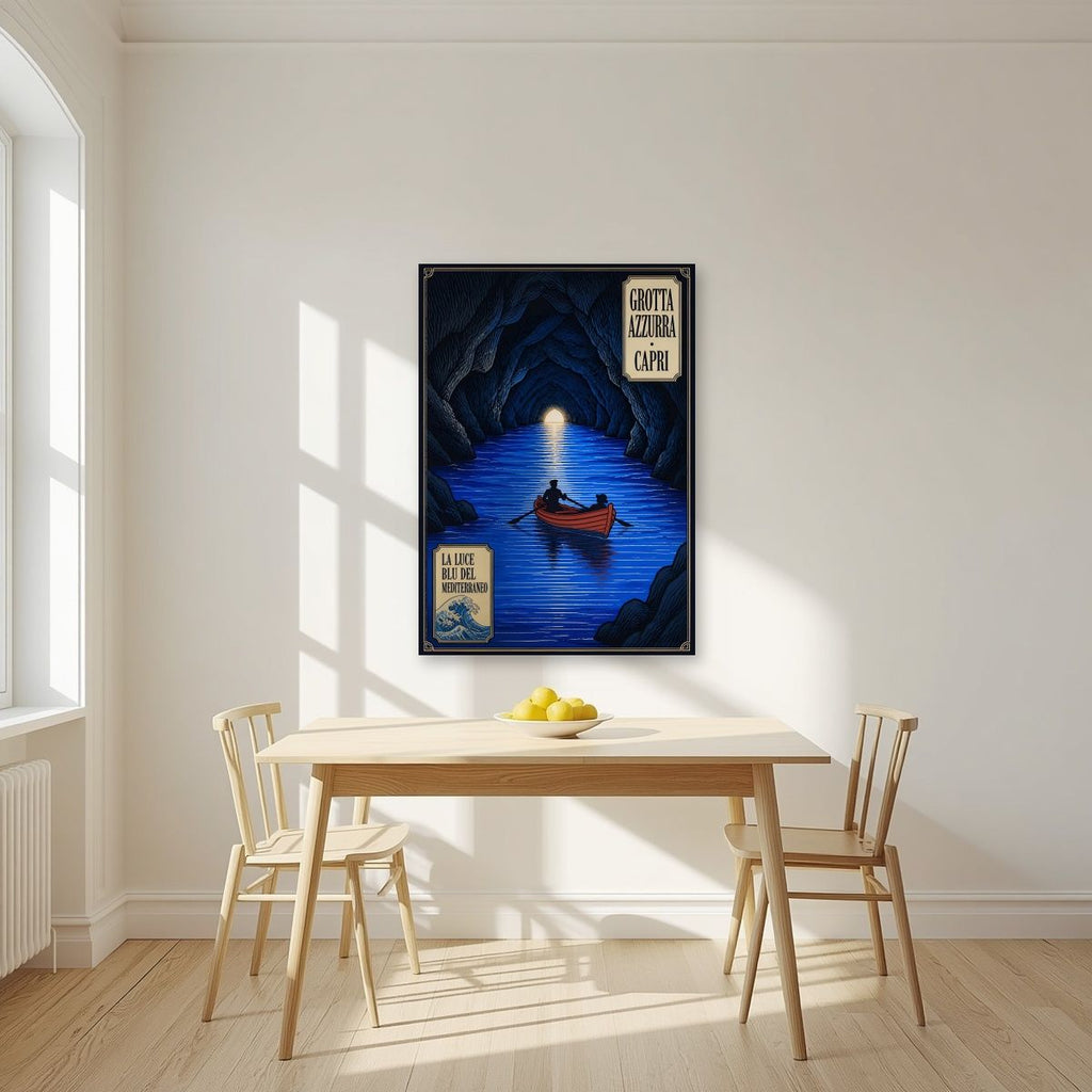 Grotta Azzurra — Capri art print, unframed poster, styled in a kitchen
