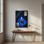 Grotta Azzurra — Capri art print, in a black frame, styled in a desk