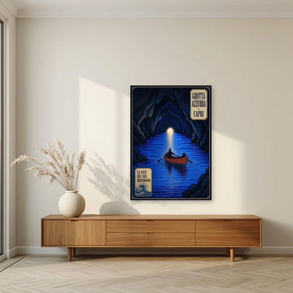 Grotta Azzurra — Capri art print, unframed poster, styled in a living room