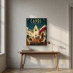 La Piazzetta — Capri art print, on thick canvas, styled in a desk