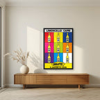Limoncello Pop — Capri art print, in a black frame, styled in a living room