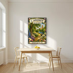 Bute Park — Cardiff art print, as an acrylic print, styled in a kitchen