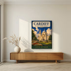 Capital Of Wales — Cardiff art print, on slim canvas, styled in a living room