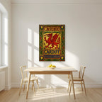 The Red Dragon — Cardiff art print, unframed poster, styled in a kitchen