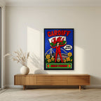 Wales Forever — Cardiff art print, in a black frame, styled in a living room
