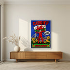 Wales Forever — Cardiff art print, in a white frame, styled in a living room