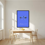 Be Anything You Want To Be – Blu art print, in a black frame, styled in a kitchen