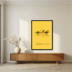 Be Anything You Want To Be – Giallo art print, in a black frame, styled in a living room