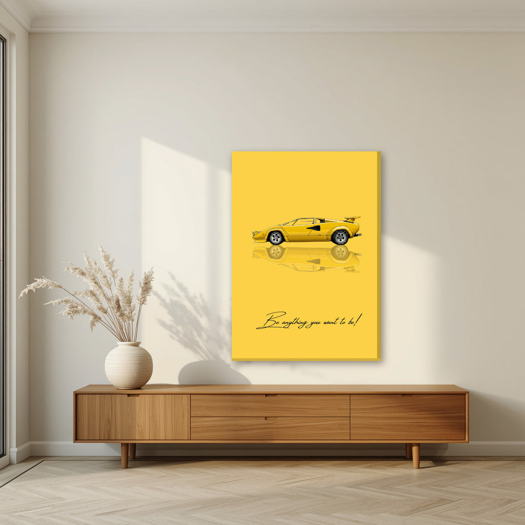 Be Anything You Want To Be – Giallo art print, on slim canvas, styled in a living room