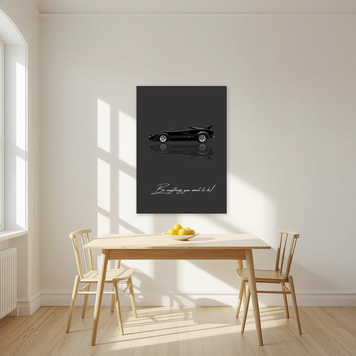Be Anything You Want To Be – Nero art print, unframed poster, styled in a kitchen