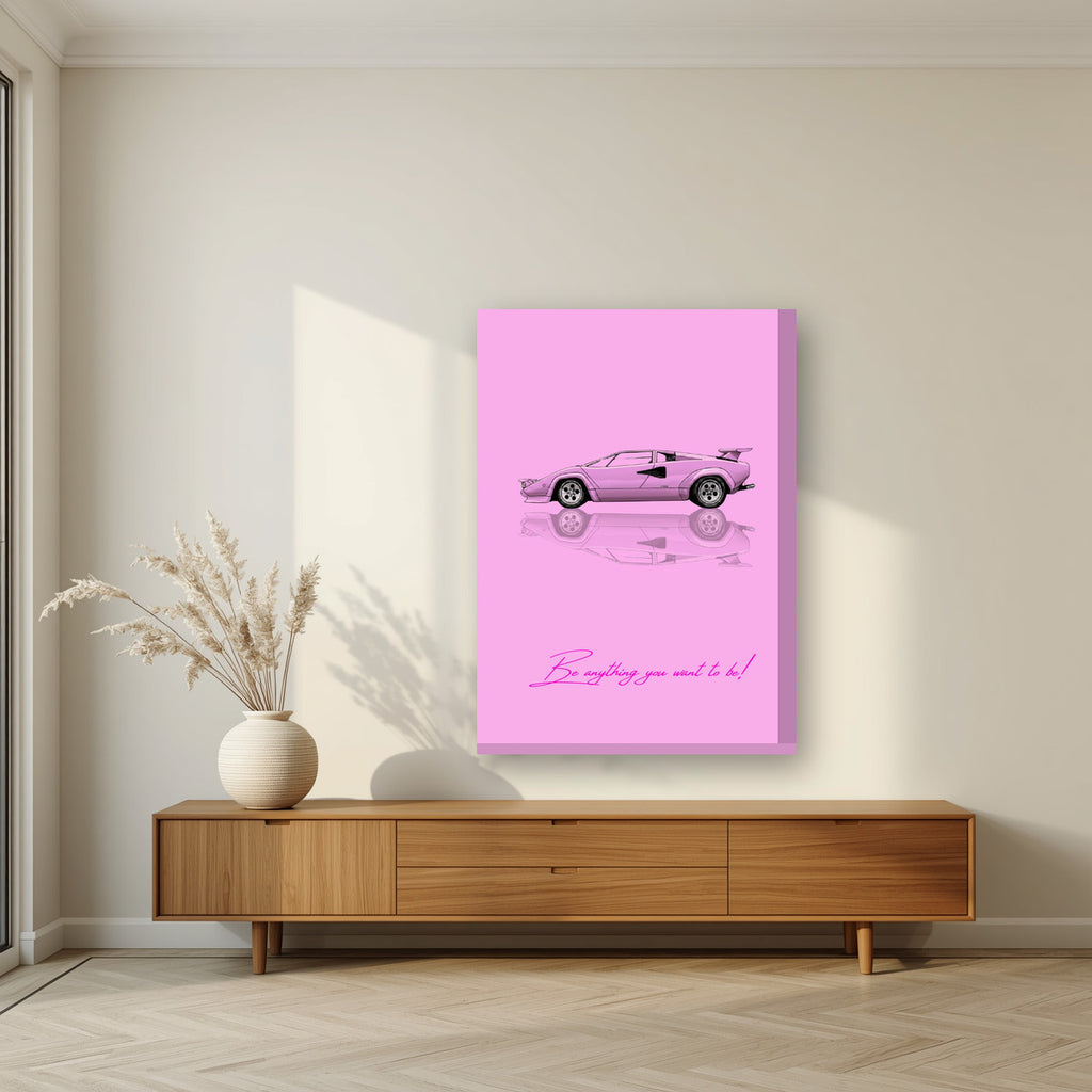 Be Anything You Want To Be – Rosa art print, on thick canvas, styled in a living room