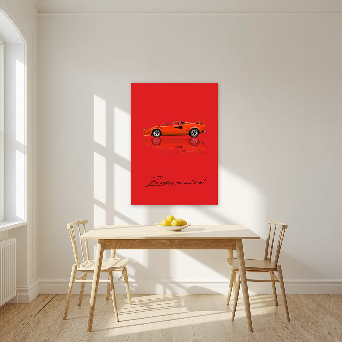 Be Anything You Want To Be – Rosso art print, unframed poster, styled in a kitchen