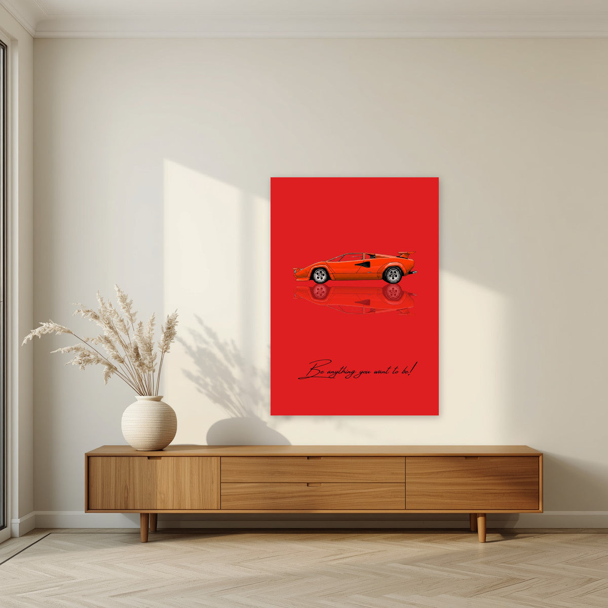 Be Anything You Want To Be – Rosso art print, unframed poster, styled in a living room