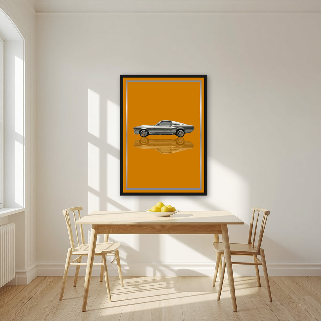 Eleanor – Amber Gold art print, in a black frame, styled in a kitchen