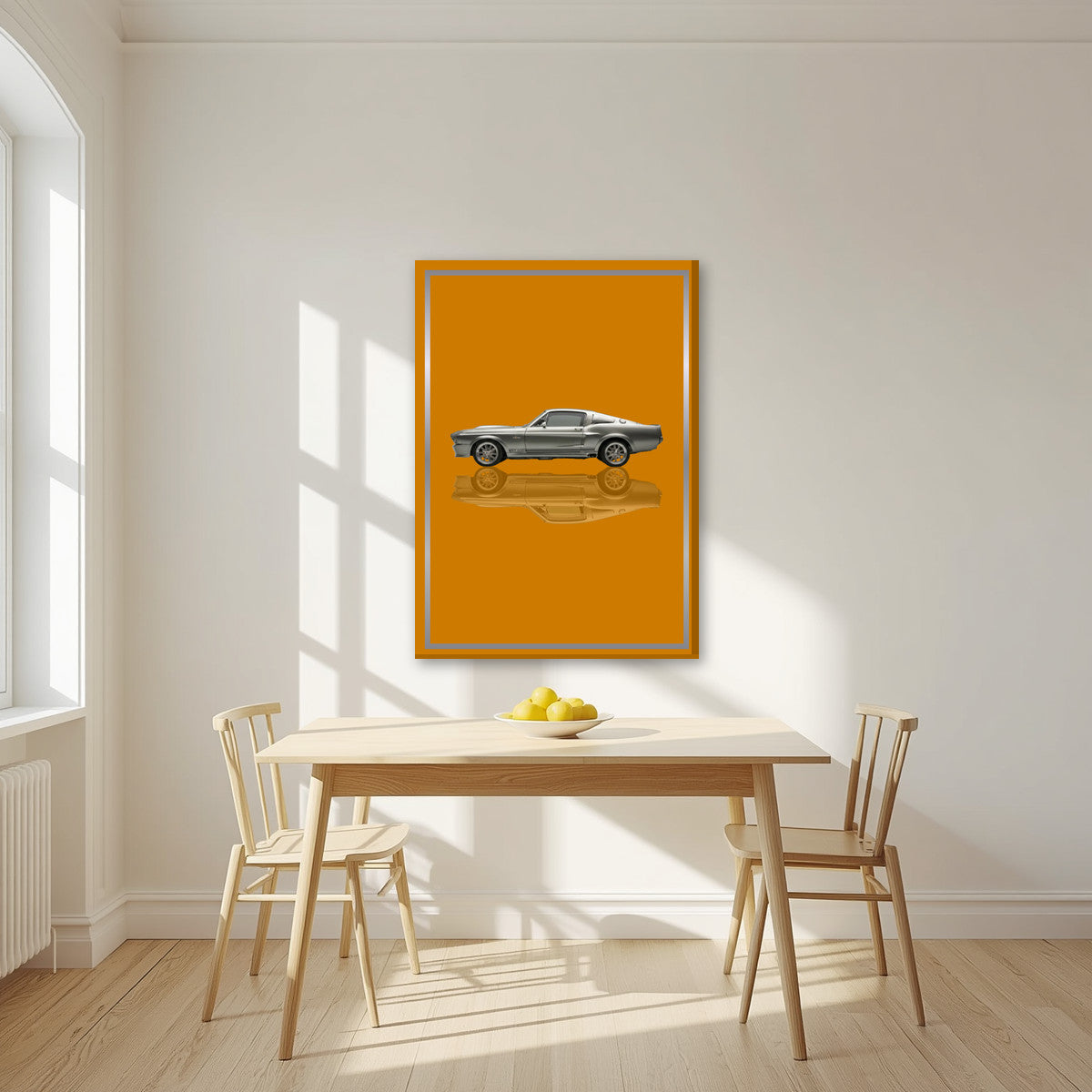 Eleanor – Amber Gold art print, on slim canvas, styled in a kitchen