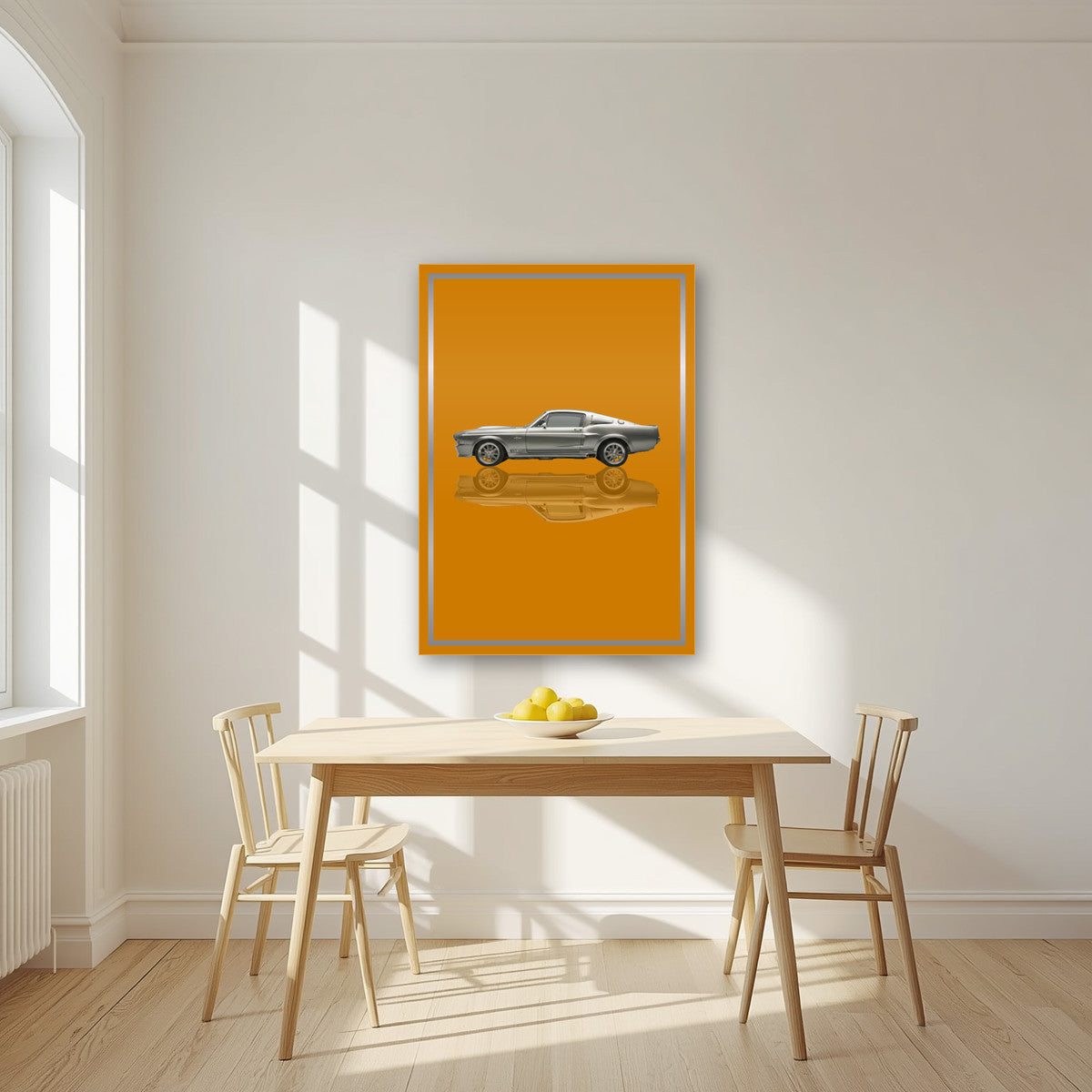 Eleanor – Amber Gold art print, as an acrylic print, styled in a kitchen