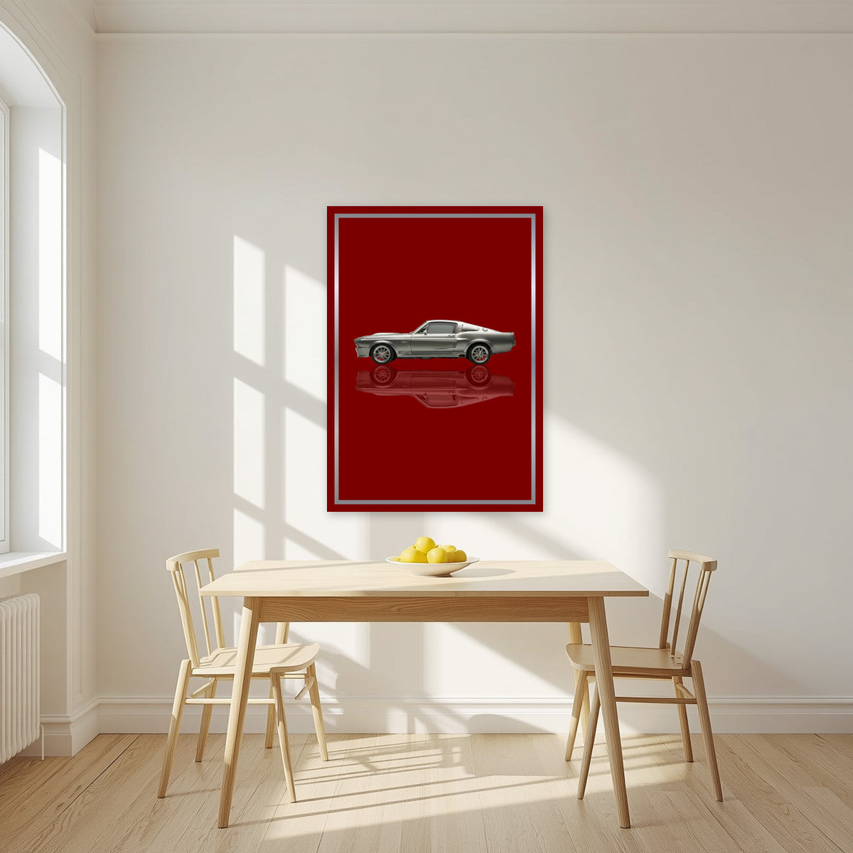Eleanor – Deep Crimson art print, unframed poster, styled in a kitchen