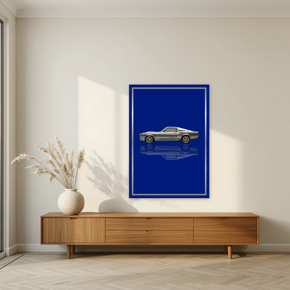 Eleanor – Getaway Blue art print, unframed poster, styled in a living room