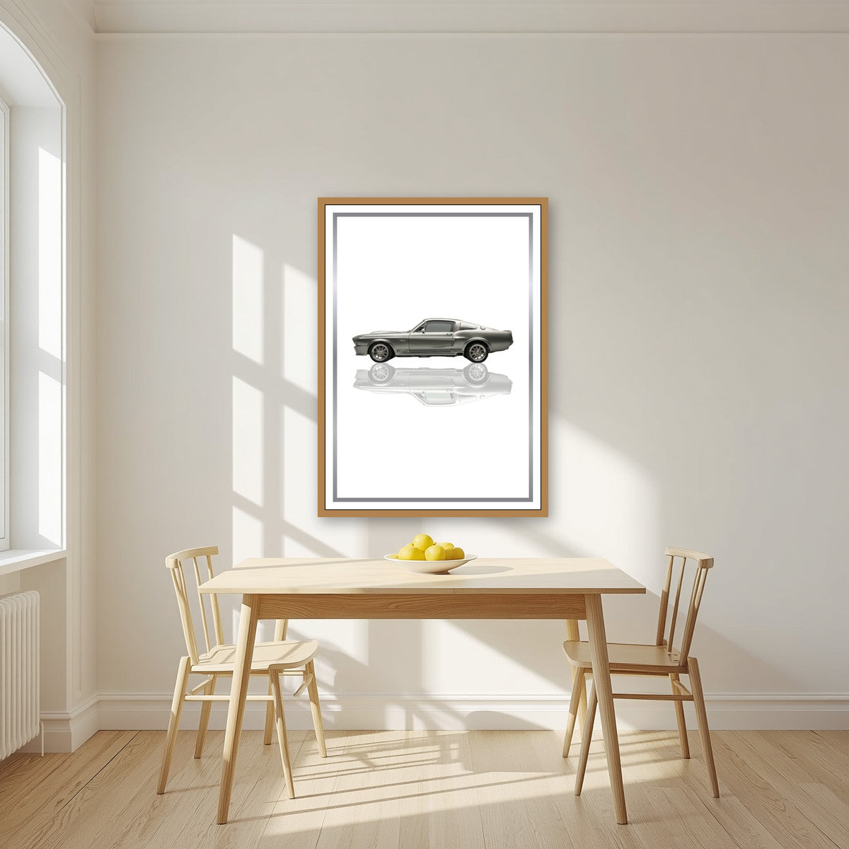 Eleanor – Pure White art print, in an oak frame, styled in a kitchen
