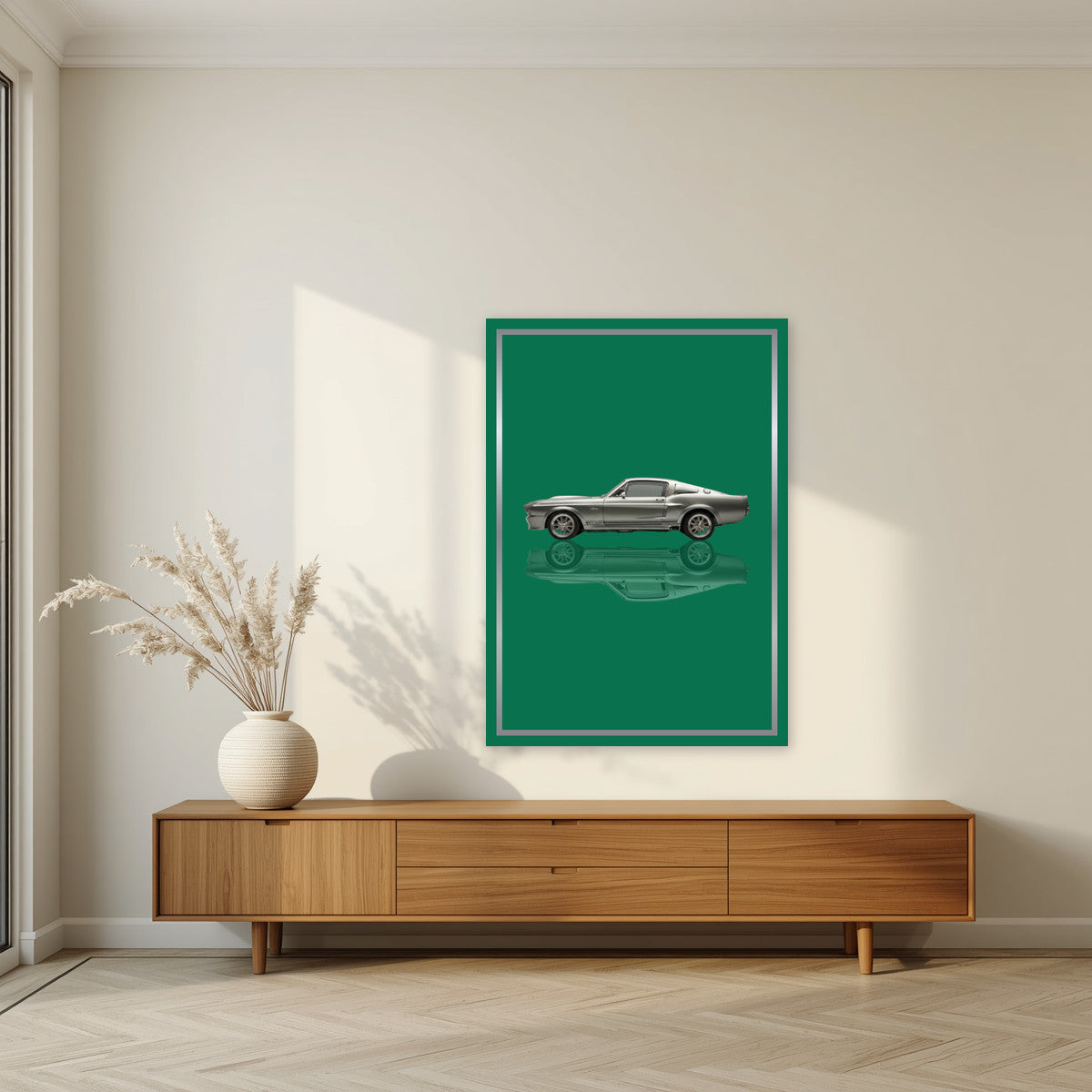 Eleanor – Racing Green art print, unframed poster, styled in a living room