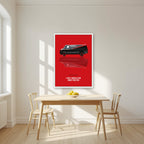 I Love It When a Plan Comes Together – Alarm Red art print, in a white frame, styled in a kitchen