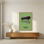 I Love It When a Plan Comes Together – Fatigue Green art print, in an oak frame, styled in a living room
