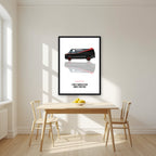 I Love It When a Plan Comes Together – Off White art print, in a black frame, styled in a kitchen