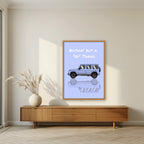Nuthin' But A "G" Thang – Powder Blue art print, in an oak frame, styled in a living room