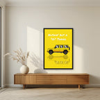 Nuthin' But A "G" Thang – Sunbeam Yellow art print, in a black frame, styled in a living room