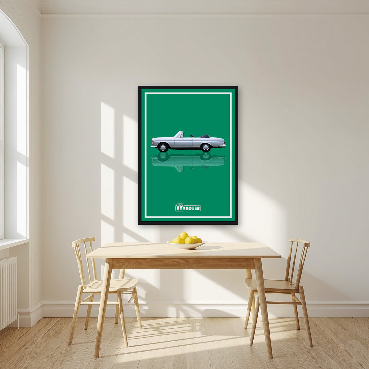 The Hangover – Casino Green art print, in a black frame, styled in a kitchen