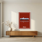 The Hangover – Roulette Red art print, in a white frame, styled in a living room