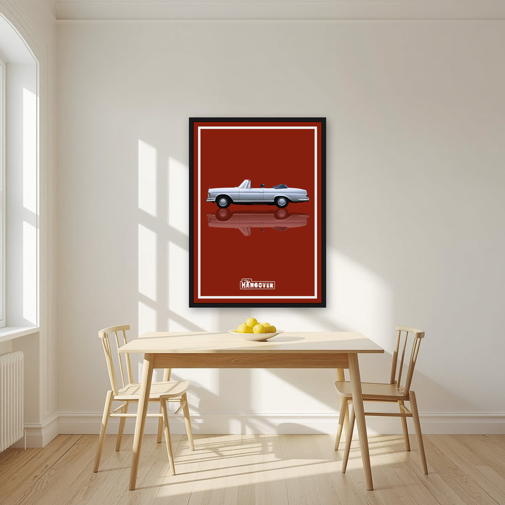 The Hangover – Roulette Red art print, in a black frame, styled in a kitchen