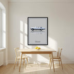 The Hangover – Silver Mist art print, in a black frame, styled in a kitchen