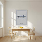 The Hangover – Silver Mist art print, in a white frame, styled in a kitchen