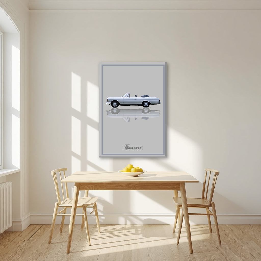 The Hangover – Silver Mist art print, on slim canvas, styled in a kitchen