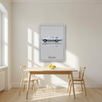 The Hangover – Silver Mist art print, as an acrylic print, styled in a kitchen