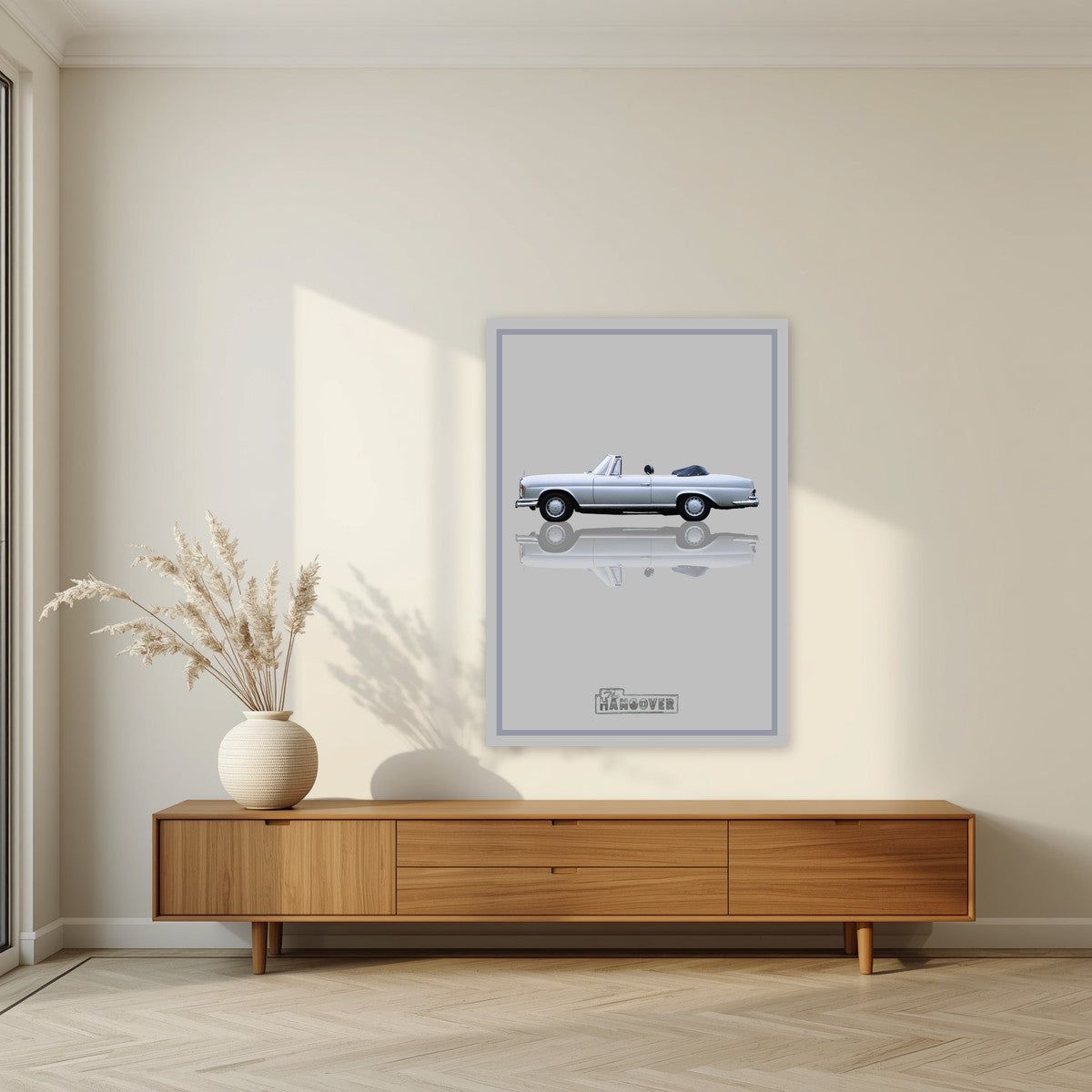 The Hangover – Silver Mist art print, unframed poster, styled in a living room