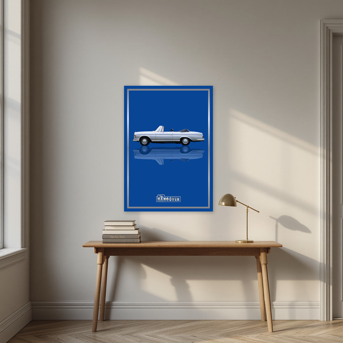 The Hangover – Vegas Blue art print, unframed poster, styled in a desk
