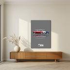 The Italian Job – Getaway Grey art print, on slim canvas, styled in a living room