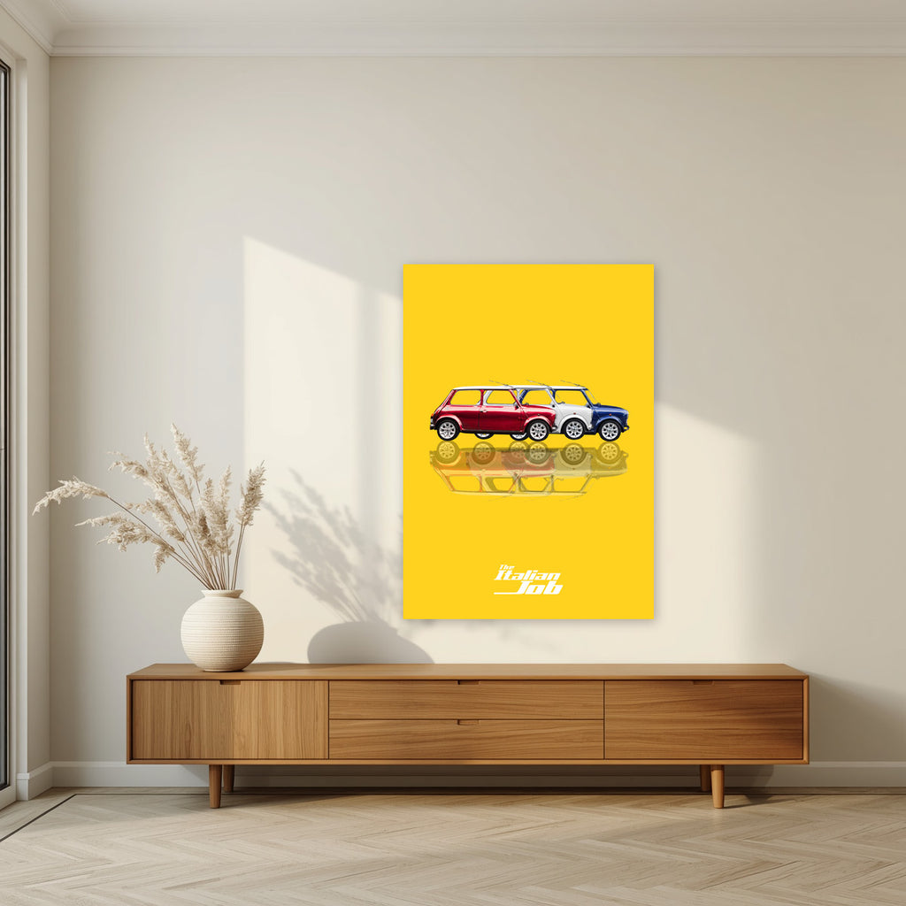 The Italian Job – Gold Bullion art print, unframed poster, styled in a living room