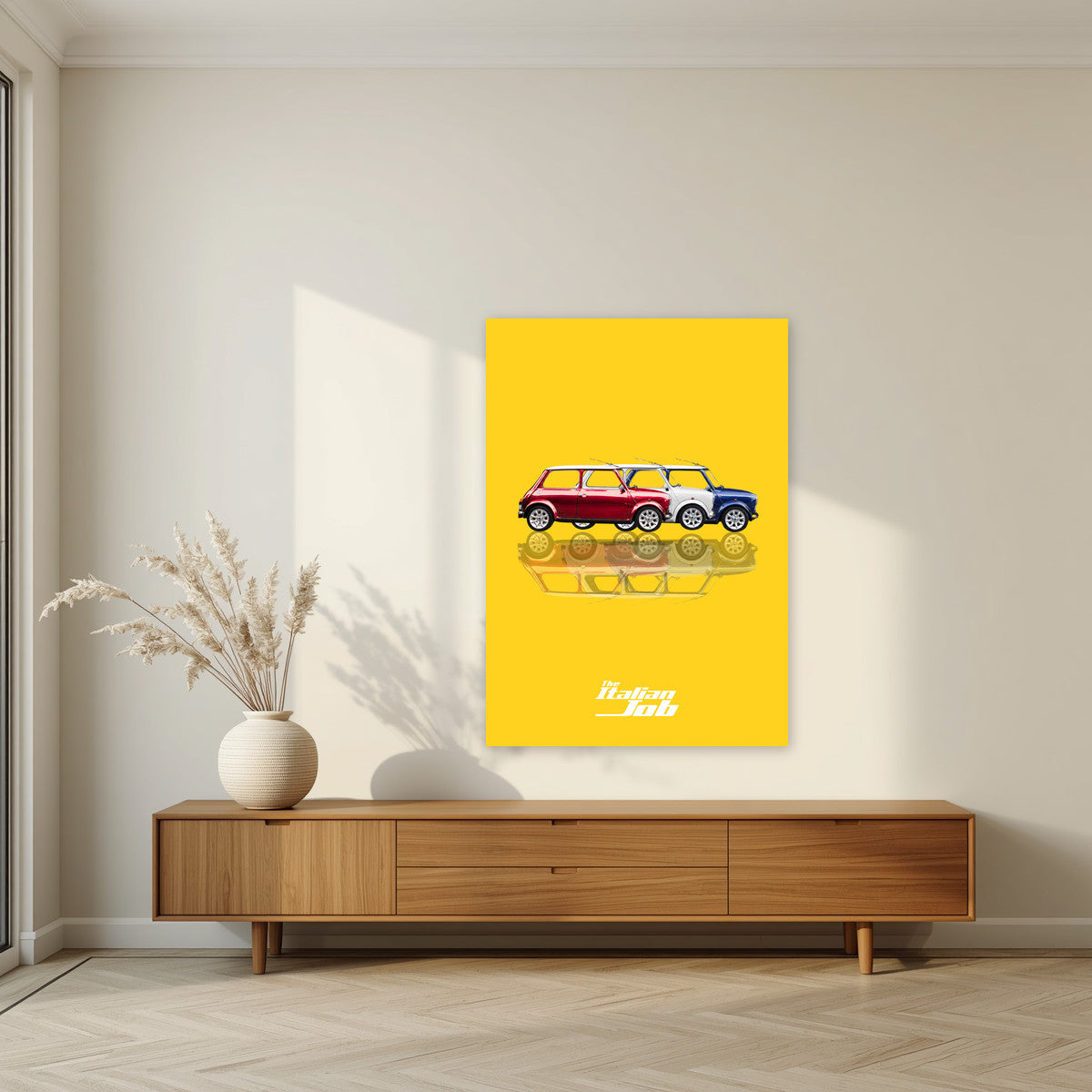 The Italian Job – Gold Bullion art print, unframed poster, styled in a living room