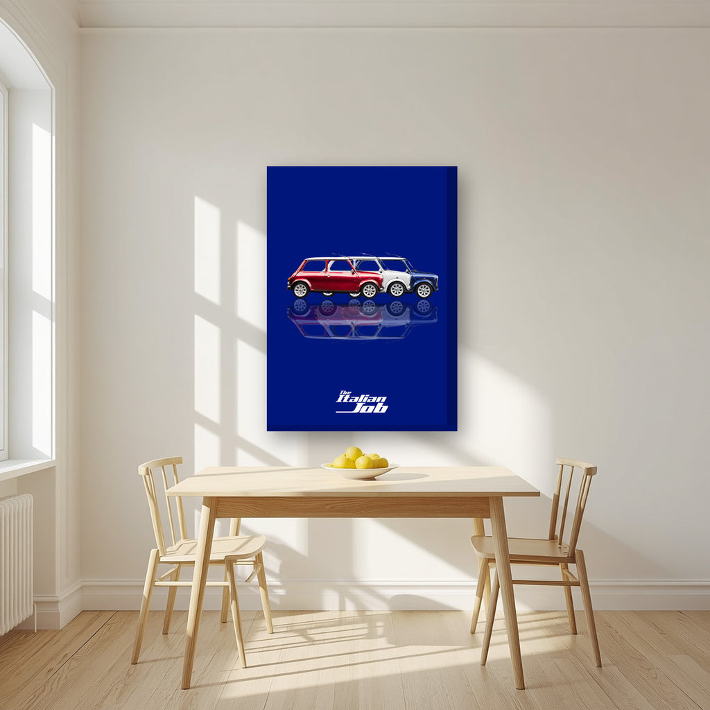 The Italian Job – Turin Blue art print, on thick canvas, styled in a kitchen