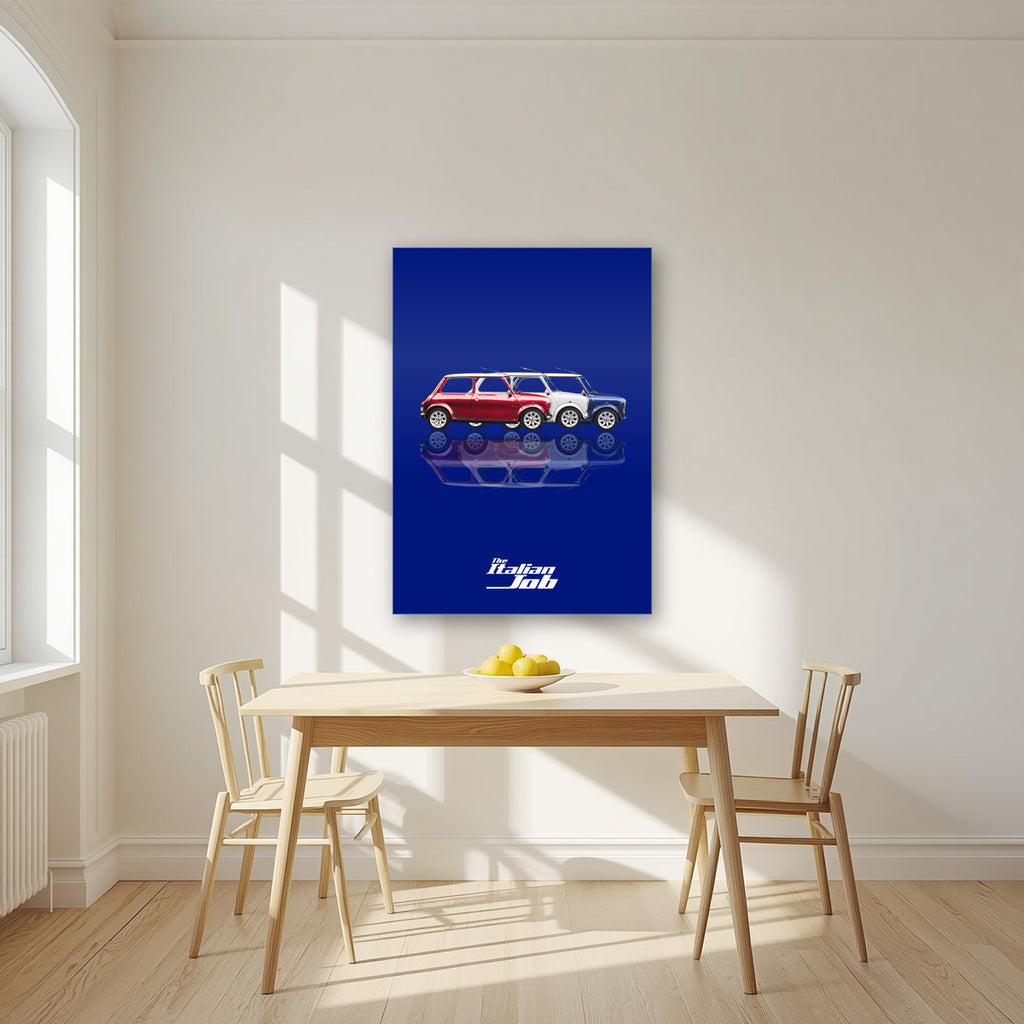 The Italian Job – Turin Blue art print, as an acrylic print, styled in a kitchen