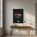 The Italian Job – Union Black art print, in a black frame, styled in a desk